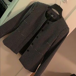 Black and white peplum  suit coat jacket